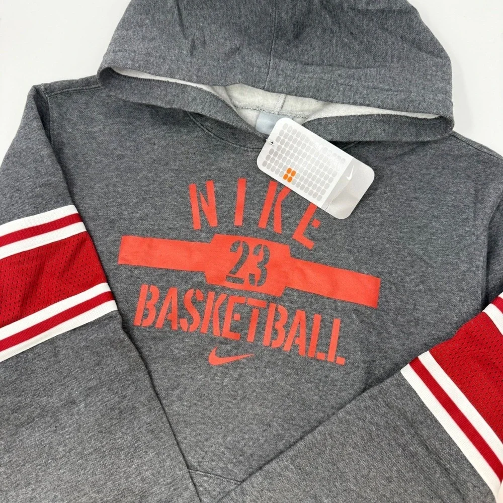Vintage Nike Basketball Hoodie Youth XL 18-20 Gray 23 Pullover Sweatshirt NEW